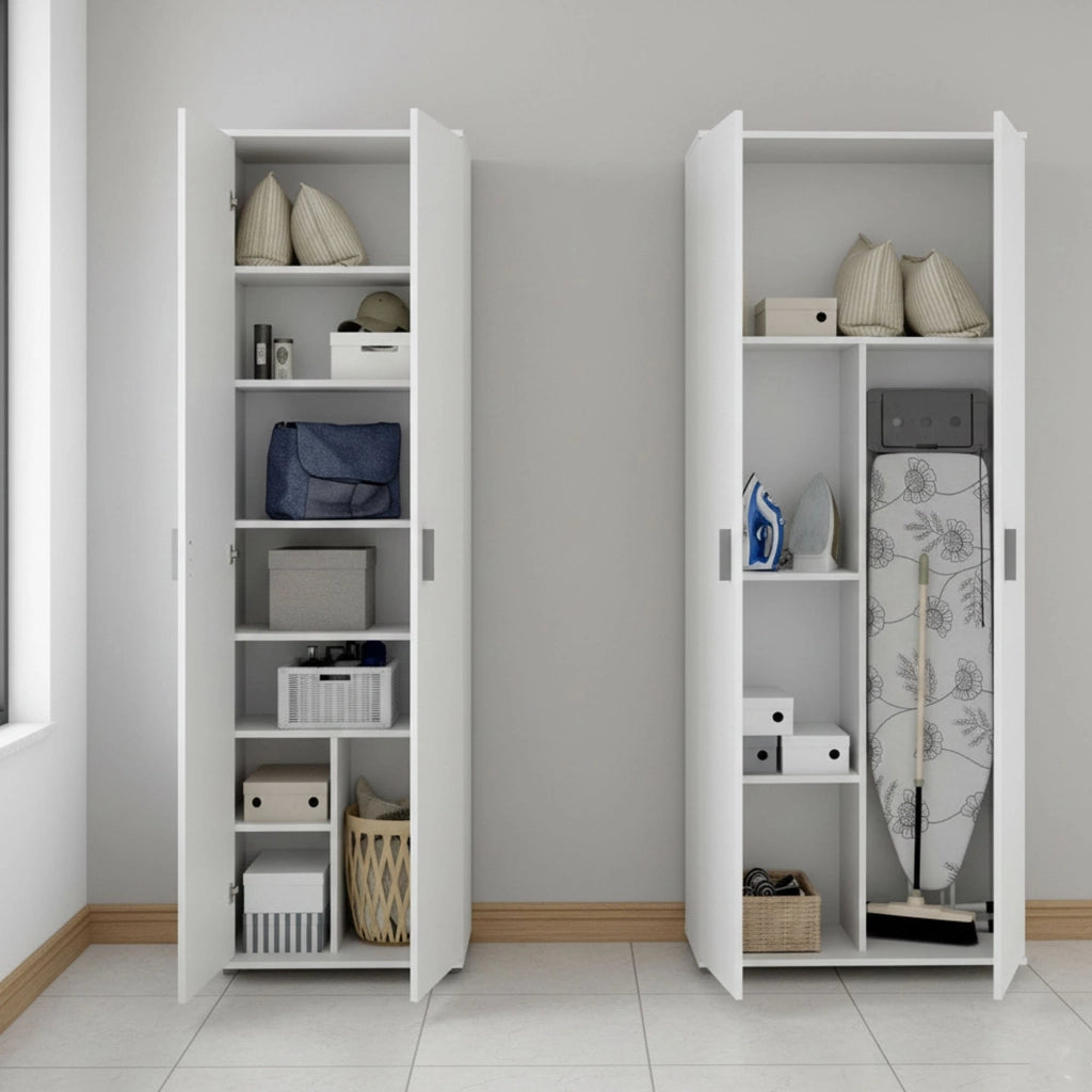 Veruno, Armadio Multiuso Grande Modulabile, 139x190h cm Bianco