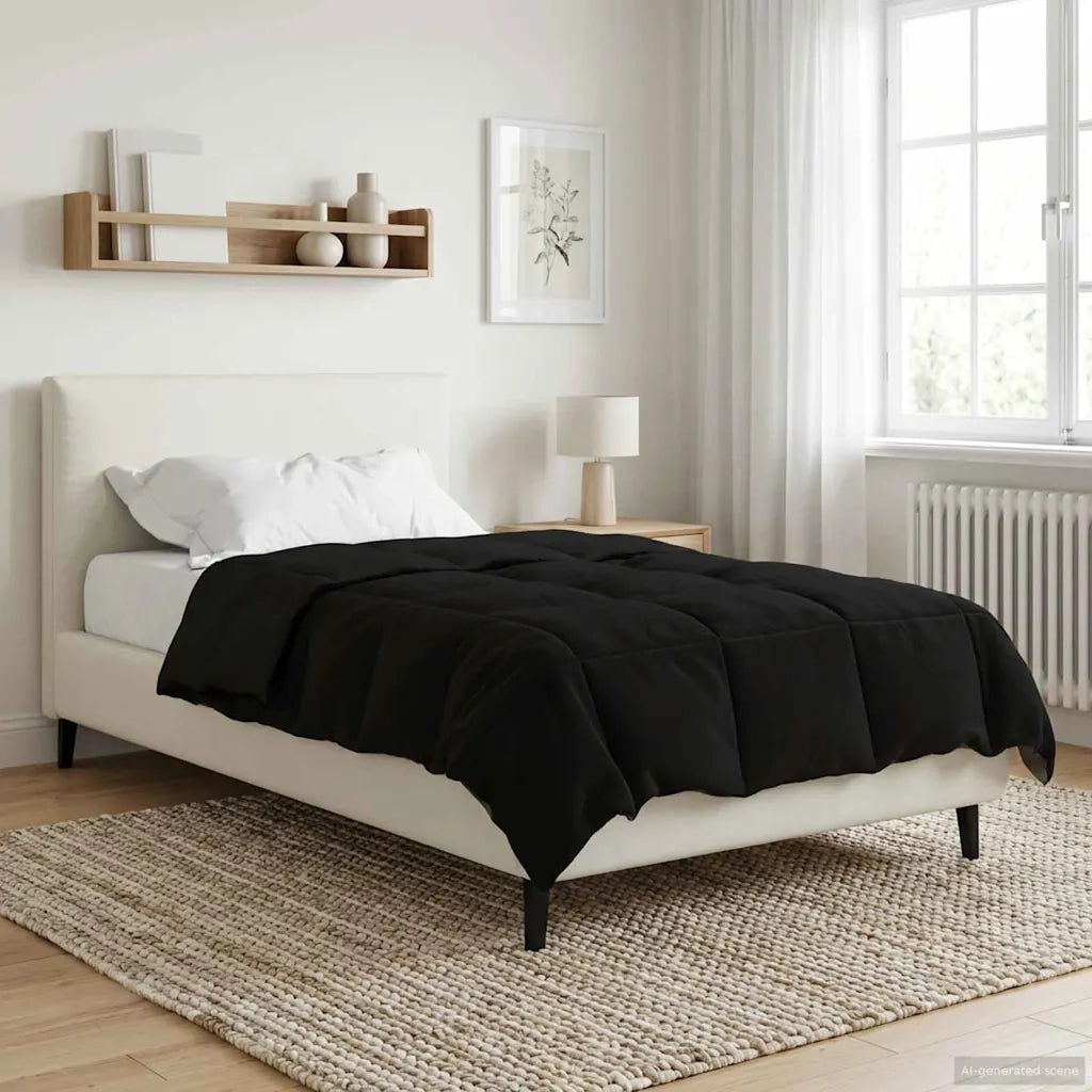 Piumone | Duvet Invernale Trapuntato Nero 140 x 220 cm Microfibra