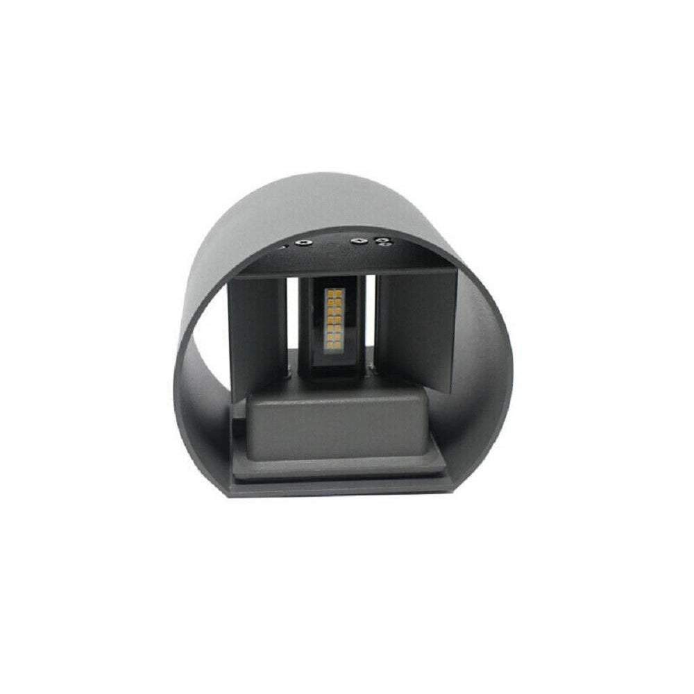 Trade Shop - Applique Parete Muro Grigio 28 Led 12 Watt Ip55 Luce Fredda Calda Up & Down Es44 - -bianco Freddo      -
