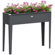 Vaso Giardino Quadrato con Fori Drenaggio ¨C zephmum ¨C Grigio Acciaio Galvanizzato 100x30x80 cm