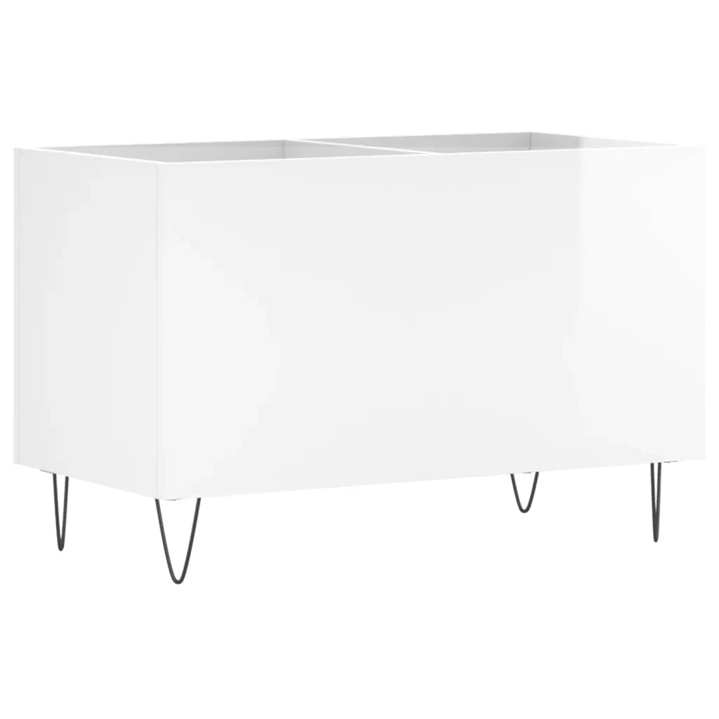 Mobile Porta Dischi Bianco Lucido 74,5x38x48 Legno Multistrato 831726