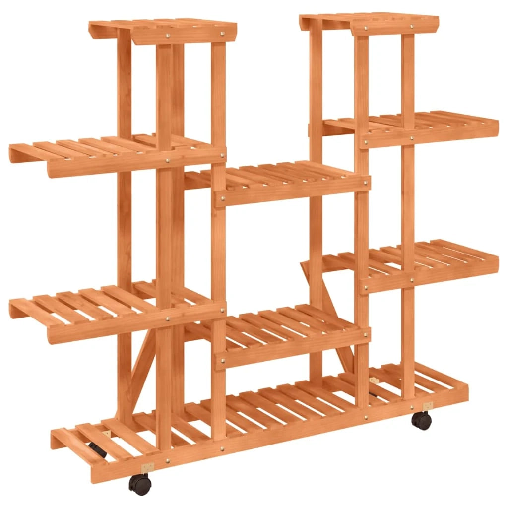 Portavasi/fioriera con ruote 110 x 25 x 115 cm legno massello di abete marrone 02_0045226