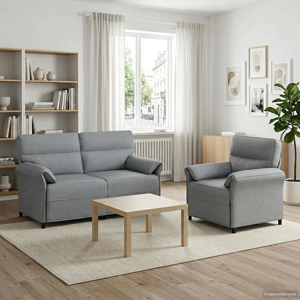 Set di divani 2 pz Grigio Chiaro Tessuto 3424857