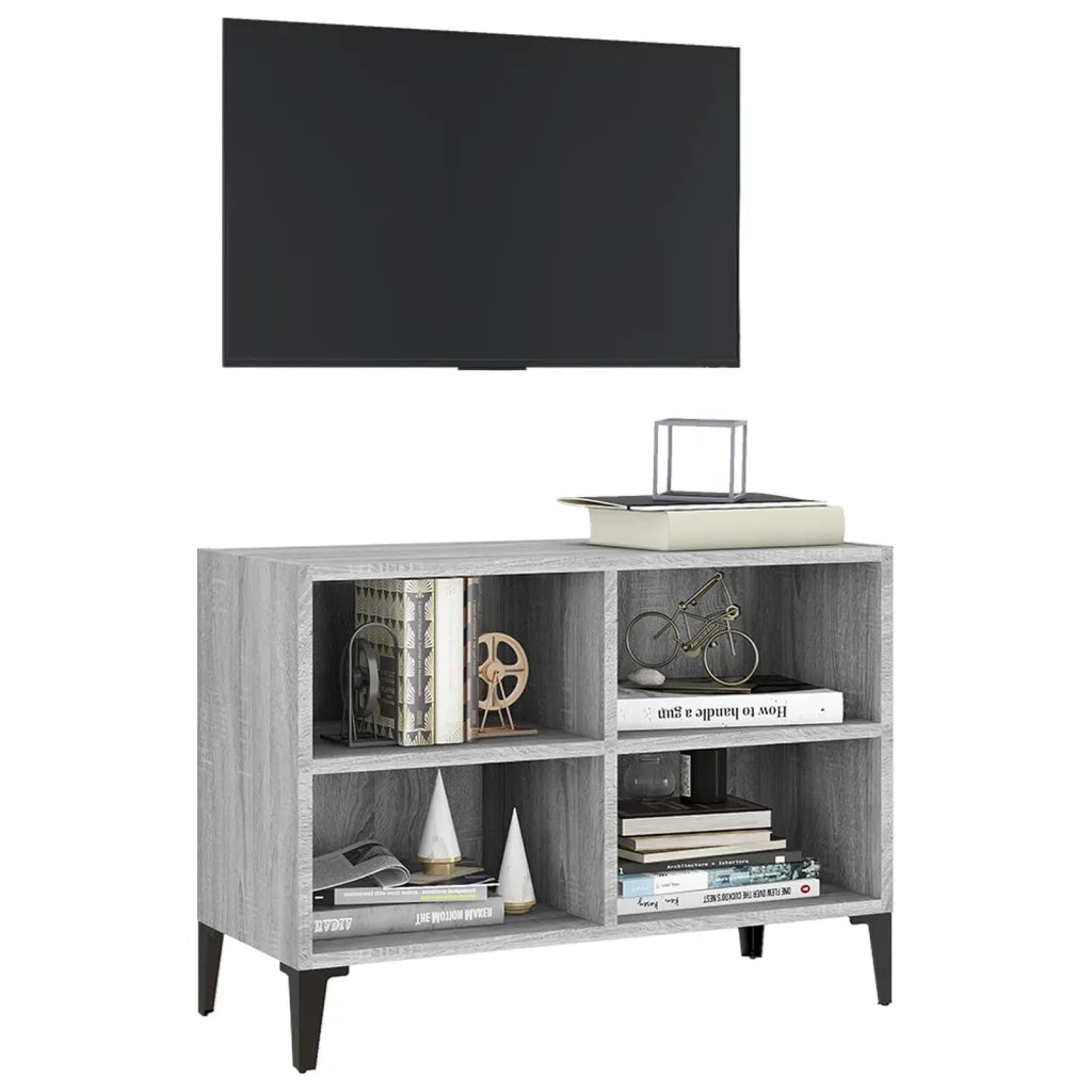 Mobile TV con Gambe in Metallo Grigio Sonoma 69,5x30x50 cm 813150