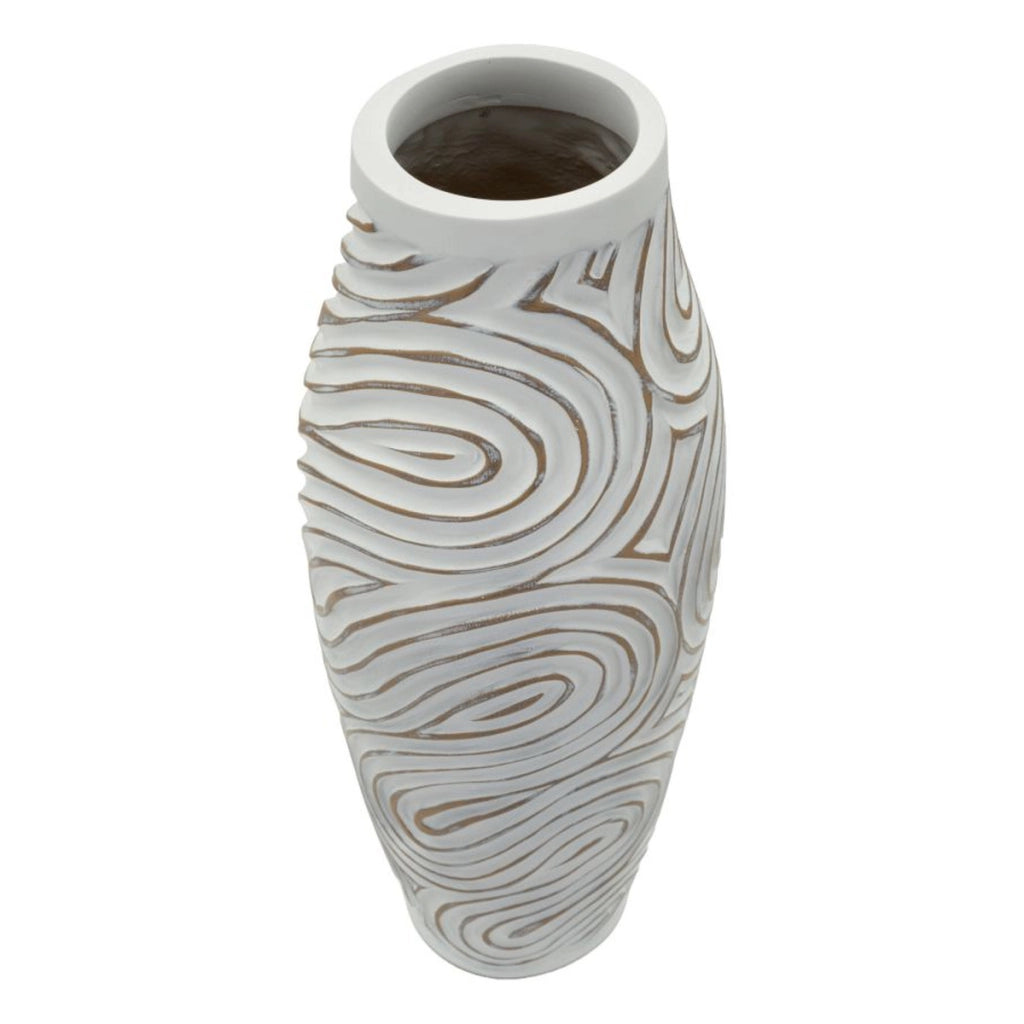 Vaso Decorativo VKH1024, Bianco, Poliresina, 18,5x18,5x50 cm