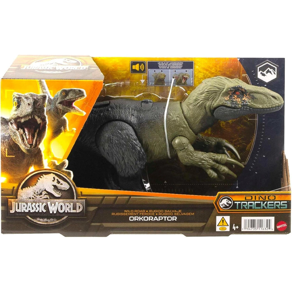Mattel Jurassic World Dinosauro Orkoraptor Ruggito Selvaggio Snodabile con App