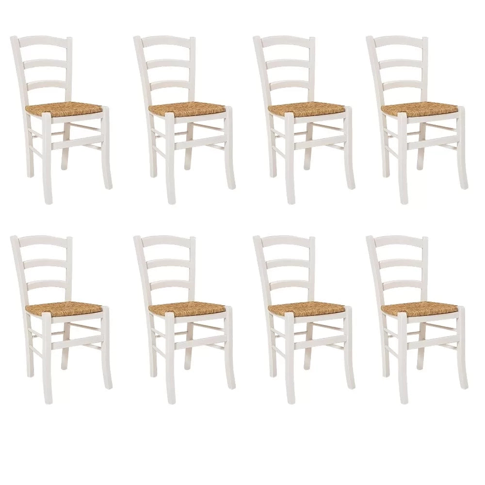 Set 8 pezzi sedia campagnola legno/paglia - Mobili 2G