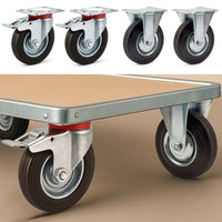 Set rotelle da trasporto 200 mm 2 ruote piroettanti con freno 2 fisse, nucleo in metallo, 150 kg a ruota