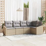 Set di divani con cuscino 5 pcs Beige polyrattan