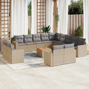 Set Divano da Giardino 14 pz con Cuscini Beige Misto Polyrattan 3256731
