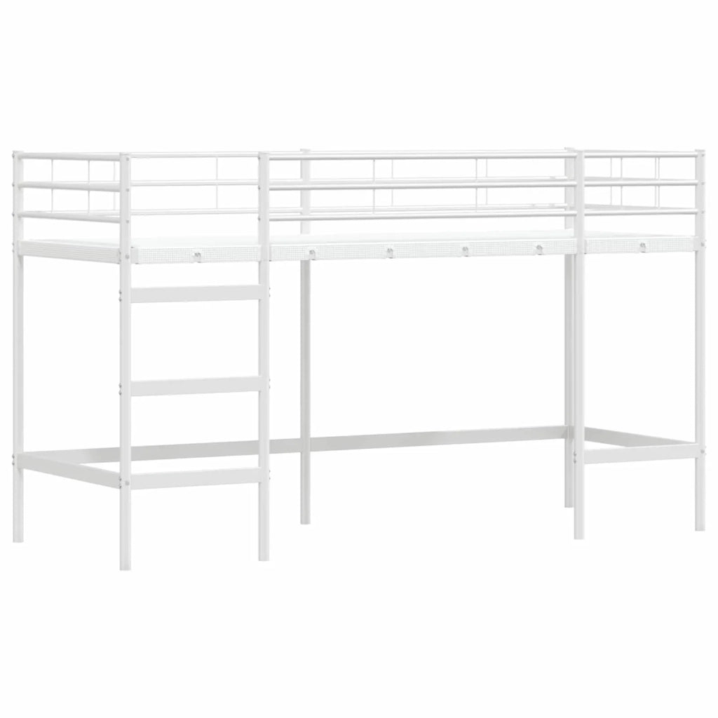 Struttura del Letto Loft per Bambini con Tendine-Giroletto per bambini Bianco e Nero 666007