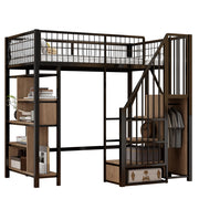 LETTO A SOPPALCO 90 x 200 cm con scala contenitore, metallo e legno, nero