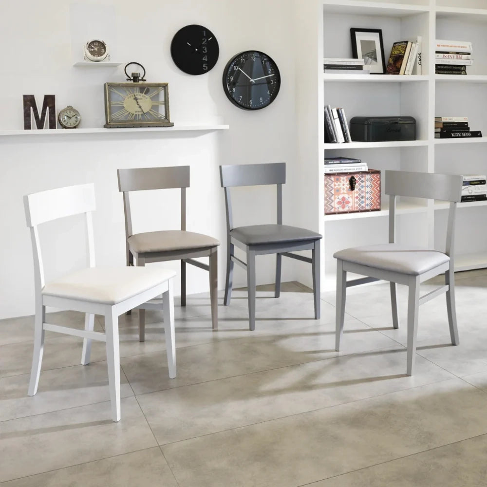 Set di 2 sedie da pranzo imbottite in legno grigio scuro Zaira con struttura in legno facili da pulire Made in Italy | Duzzle