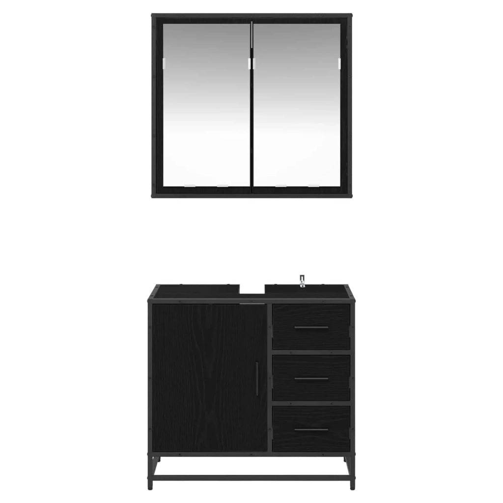 Set di mobili per il bagno 2 pcs Rovere nero Legno multistrato 3402322