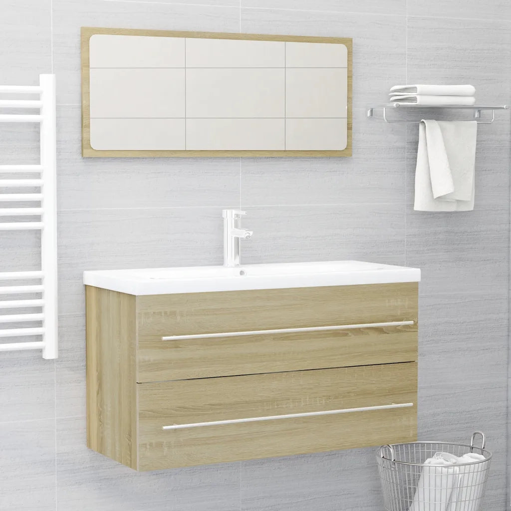 Set Mobili da Bagno 2 pz Rovere Sonoma in Truciolato  cod mxl 75263