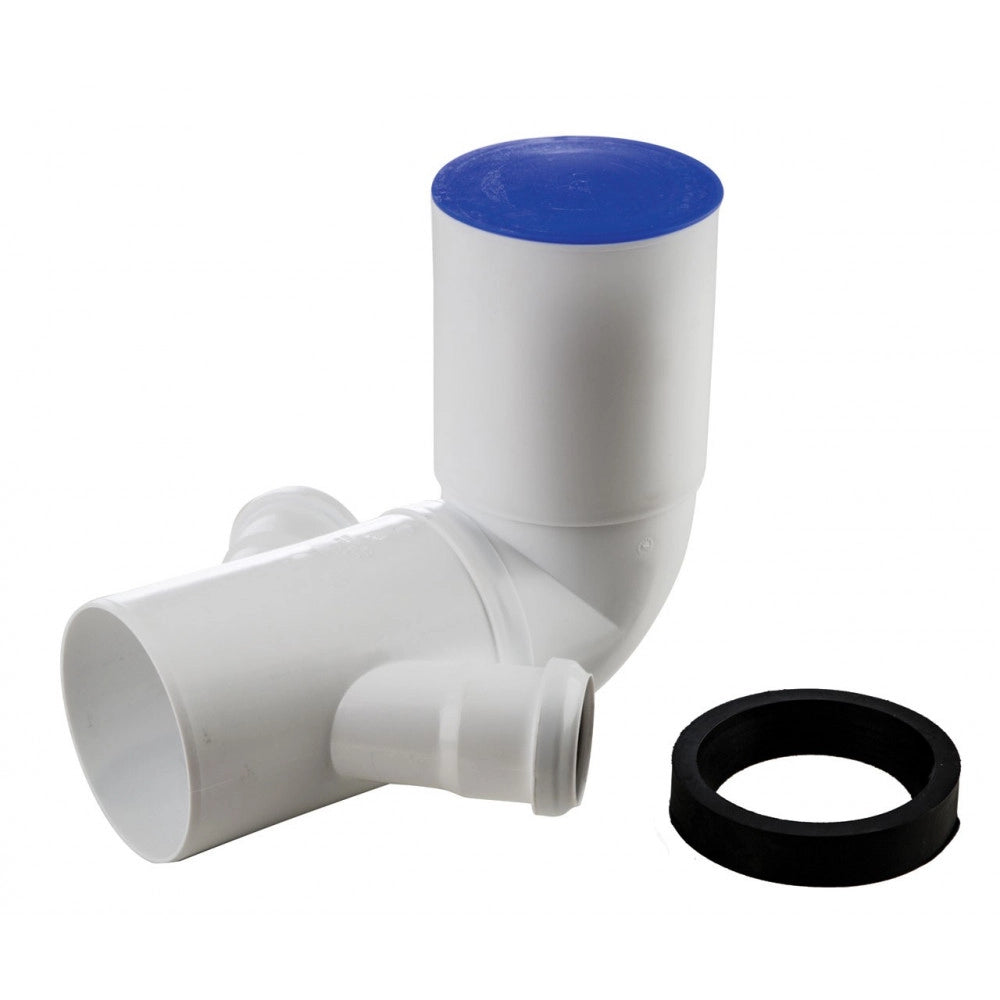 Curva wc da 90mm con 2 attacchi laterali da 50mm - con guarnizione
