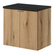 Set NEWPORT Armadio Pensile Sottolavabo con Piano di Lavoro 60x60x40 Effetto Rovere / Nero [en.casa]