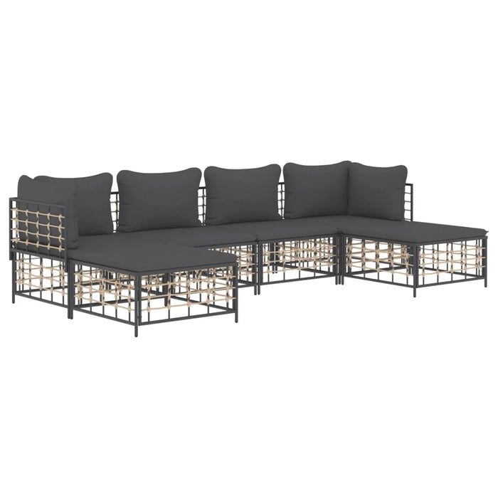 Set Divani da Giardino 6 pz con Cuscini Antracite in Polyrattan 3186779
