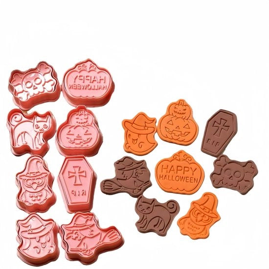 Set di stampi per biscotti a forma di Halloween, 8 pezzi, biscotti a forma di Halloween, plastico