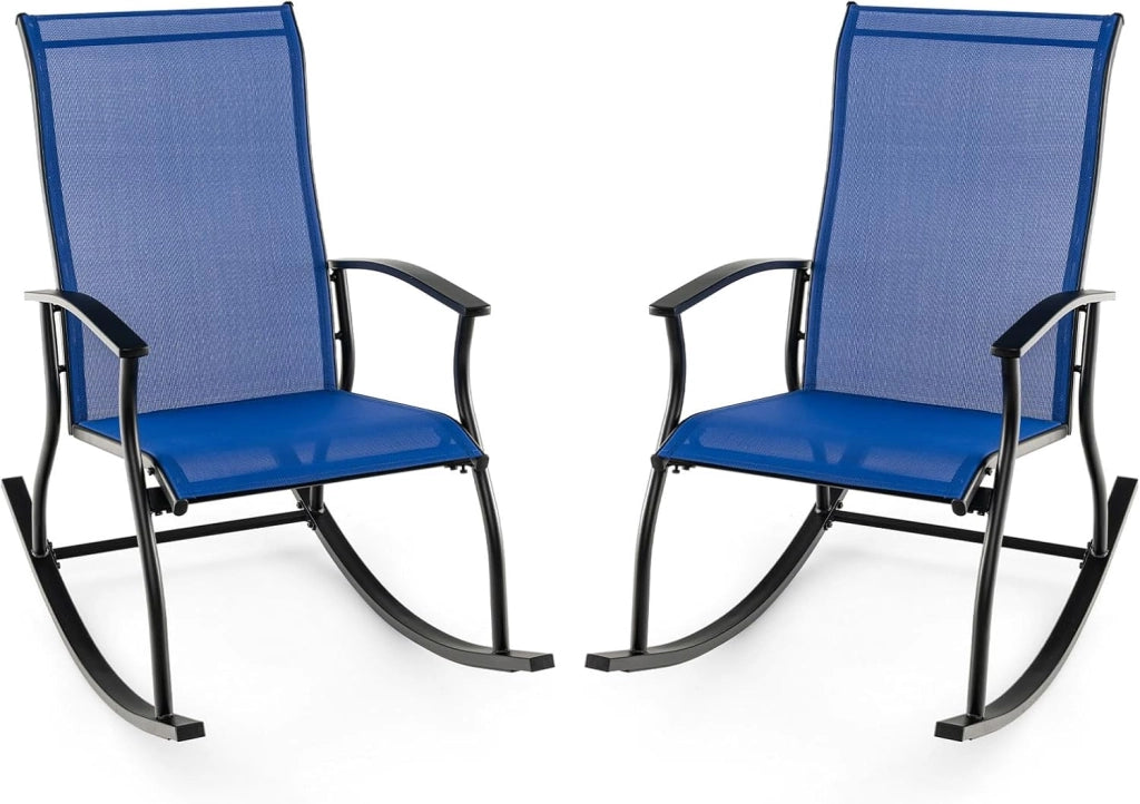 Sedia a Dondolo da Giardino con Braccioli Sdraio da Giardino Ergonomica Poltrona a Giardino Seduta Traspirante per Interno ed Esterno da Campeggio Balcone Terrazza