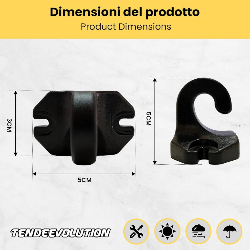 Gancio a Pavimento per tende da sole, Ringhiera ad Uncino Per Tenda a Caduta in PVC Colore Bianco