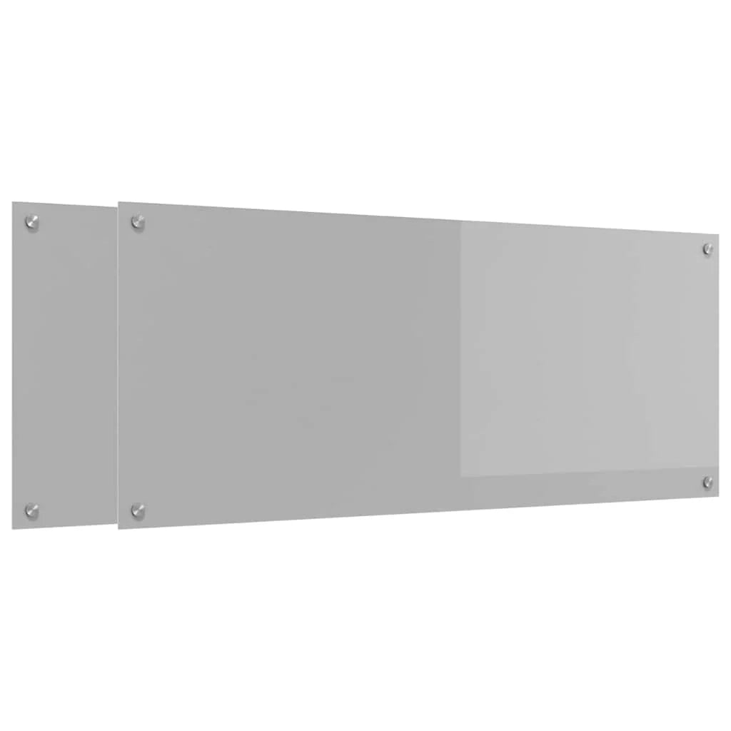 Set di 2 paraschizzi moderni per cucina design elegante 120 x 50 cm resistenti al calore vetro temperato grigio chiaro 02_0056271