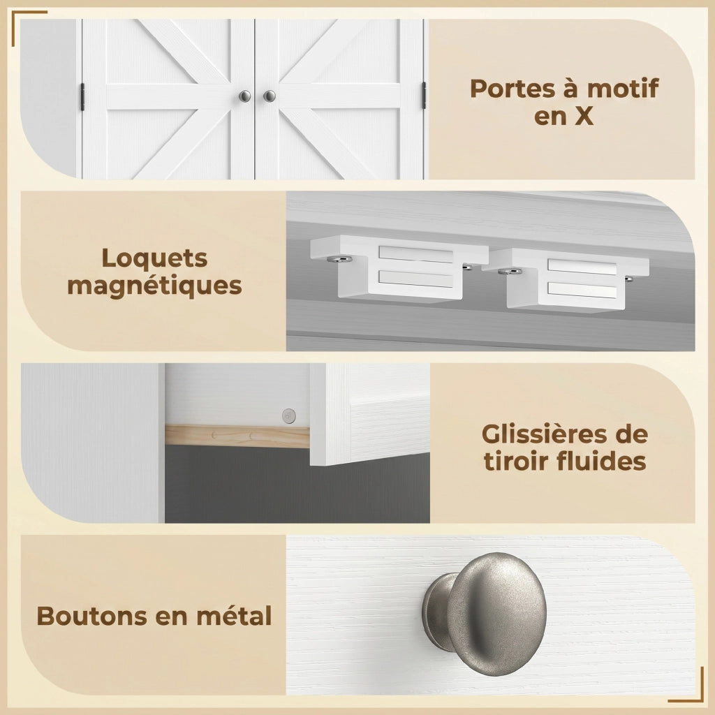 Armadio da cucina 2 ante 2 cassetti ¨C zephmum ¨C bianco 80x39.5x184.5cm