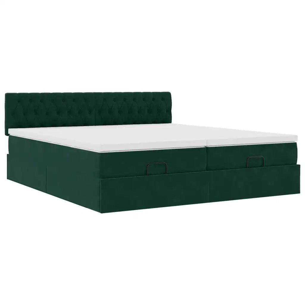 Struttura Letto Pouf con Materassi 200x200 cm Velluto