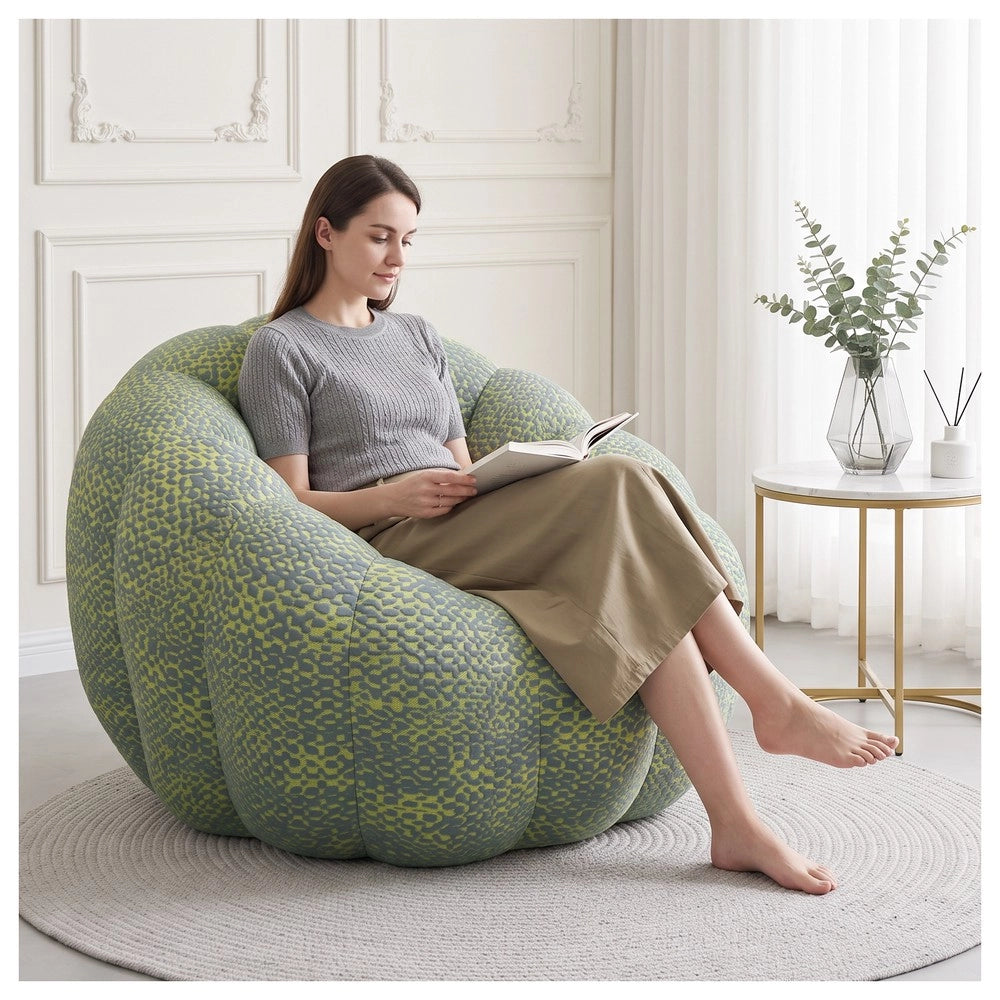 Divano a forma di baccello ¨C Minimal ¨C tessuto jacquard tricot giallo e grigio