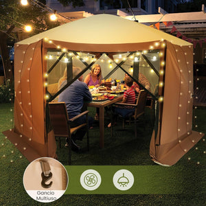 Tenda gazebo da esterno per campeggio e pareti in rete, Tenda hub a 6 lati con montaggio istantaneo Caff¨¨-Gazebo