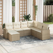 Set Divani da Giardino 7 pz con Cuscini Beige in Polyrattan 3251635