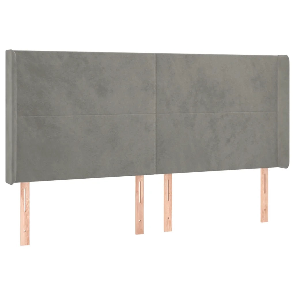 Testiera | Testata a LED Grigio Chiaro 183x16x118/128 cm in Velluto