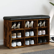 Panca Porta Scarpe-Sgabello-Panca Scarpiera Rovere Fumo 82x32x50 cm Legno Multistrato