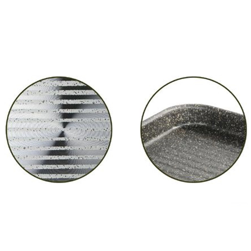 Trade Shop - Bistecchiera Rettangolare 19x29cm Pietra Antiaderente Antigraffio Con Manico Nero 045024m -