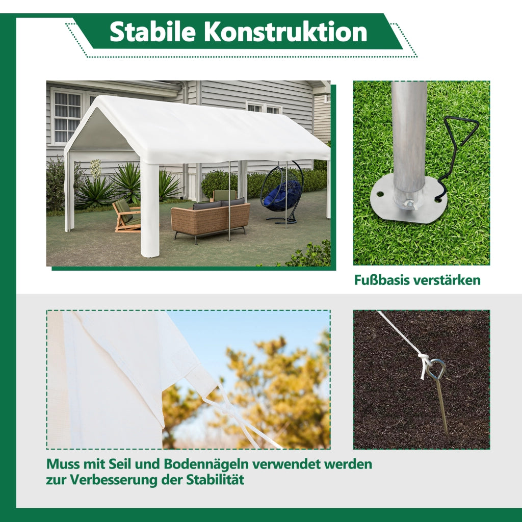 Garage per veicoli 3x6m doppie porte a rulli accesso drive through costruzione robusta resistente alle intemperie teli laterali rimovibili per giardino e esterni