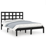 Letto matrimoniale | Letto per adulti | Giroletto Nero in Legno Massello 140x190 cm