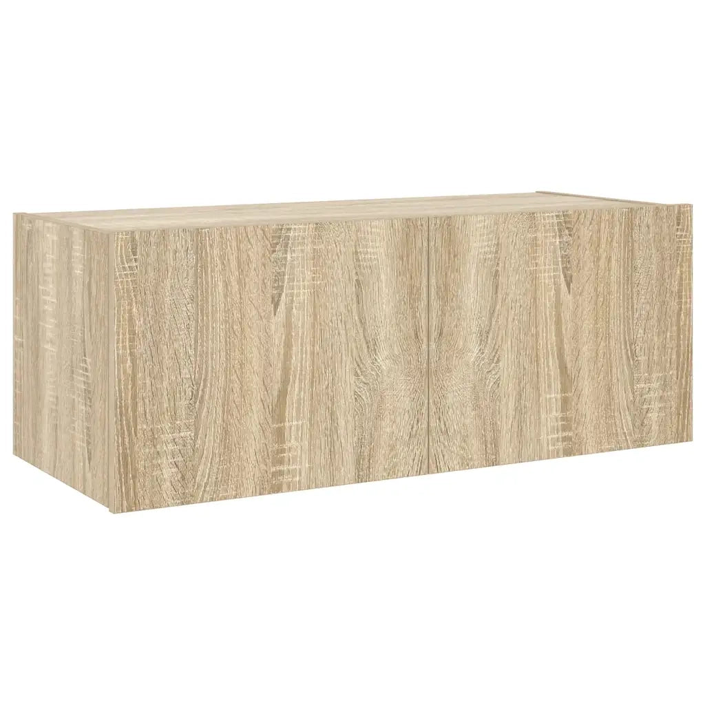 Mobile TV a Parete con Luci LED Rovere Sonoma 80x35x31 cm