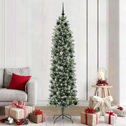 Albero di Natale Artificiale Sottile Verde e Bianco 210 cm 3395306