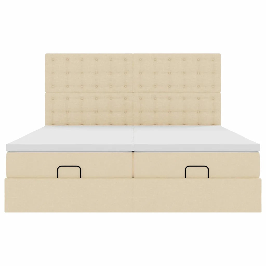 Struttura Letto Pouf con Materassi Crema 160x200 cm in Tessuto 3314581