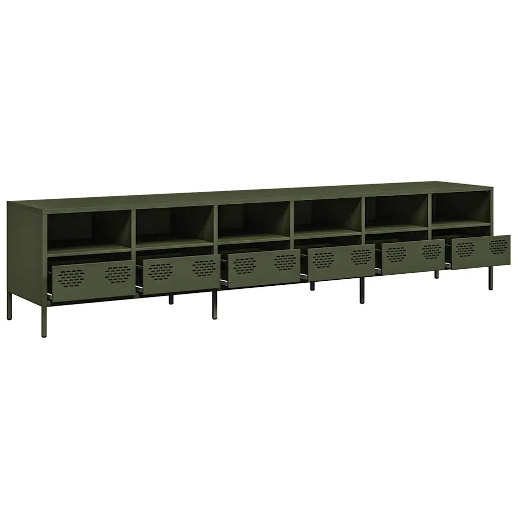 Mobile TV Verde Oliva 202x39x43,5 cm Acciaio Laminato a Freddo 3307159