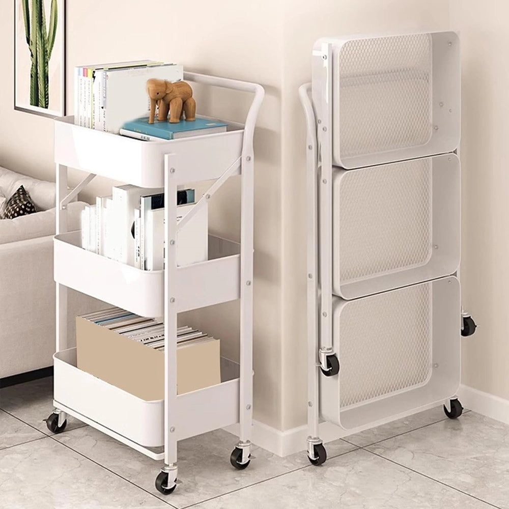 Trade Shop - Carrello Pieghevole Da Viaggio Cucina Con Maniglia In Acciaio Stoccaggio Mobile Con Ruote -