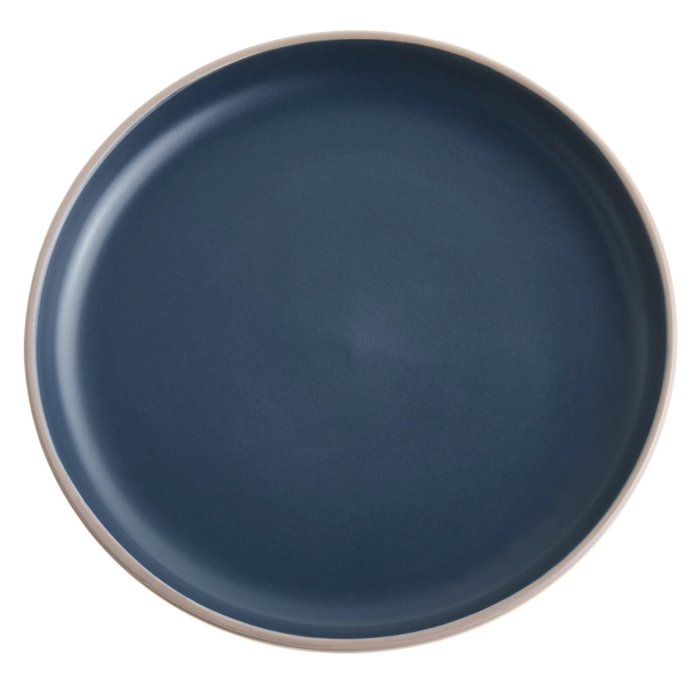 Servizio da tavola 16 pezzi in gres beige e blu elegante per cucina e sala da pranzo con finitura smaltata colorata per 4 persone