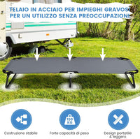 Brandina Campeggio, Letto da Campeggio Pieghevole Portatile con Telaio in Metallo e Piedini Antiscivolo, per Campeggio, Spiaggia, Prato, Ufficio, Grigio