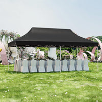 Gazebo Pieghevole da Giardino 3 x 6m, Gazebo Pop-up con Borsa da Trasporto, Regolabile in Altezza, per Feste, Barbecue, Giardino e Spiaggia (Nero)