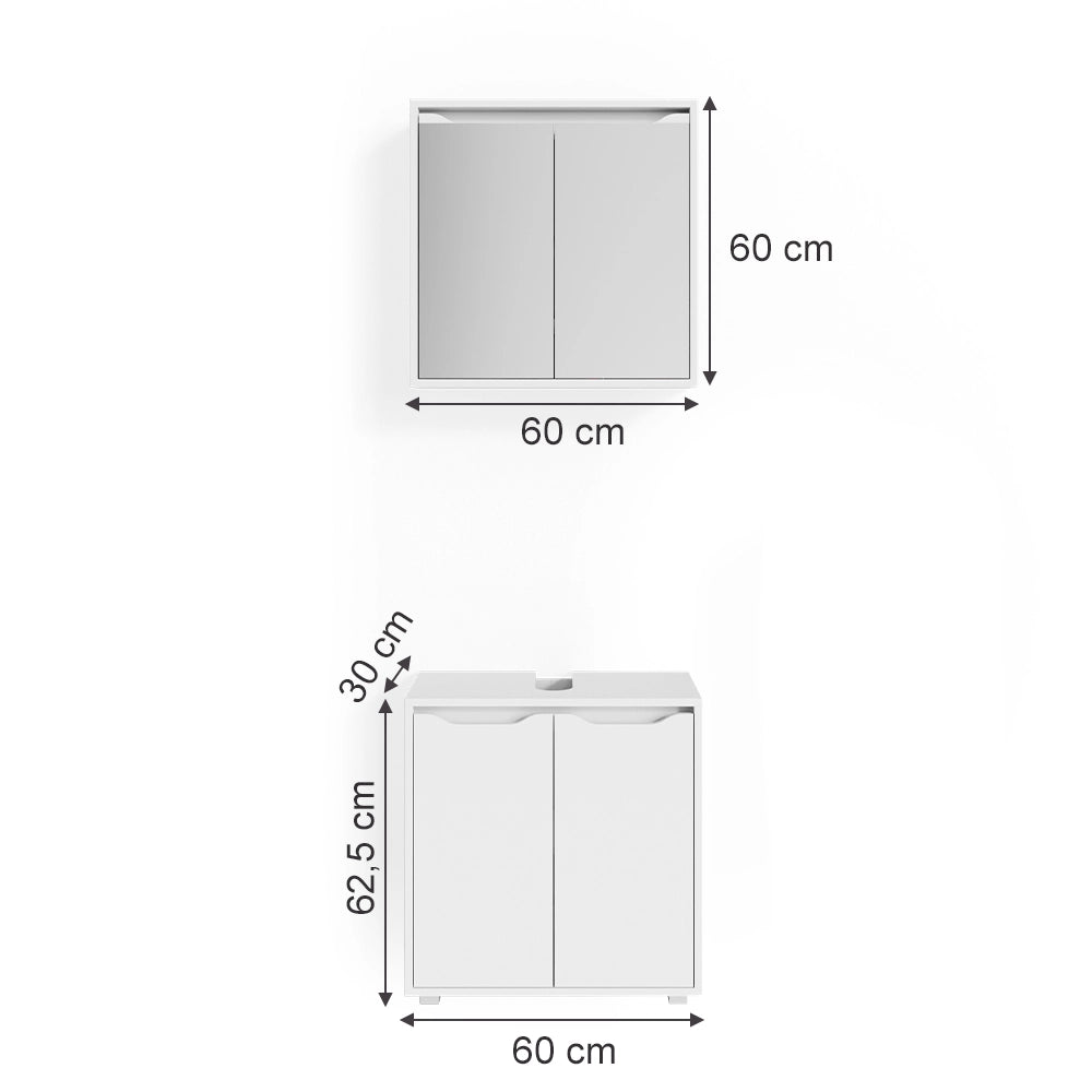Vicco Set mobili bagno Bianco 2 parti
