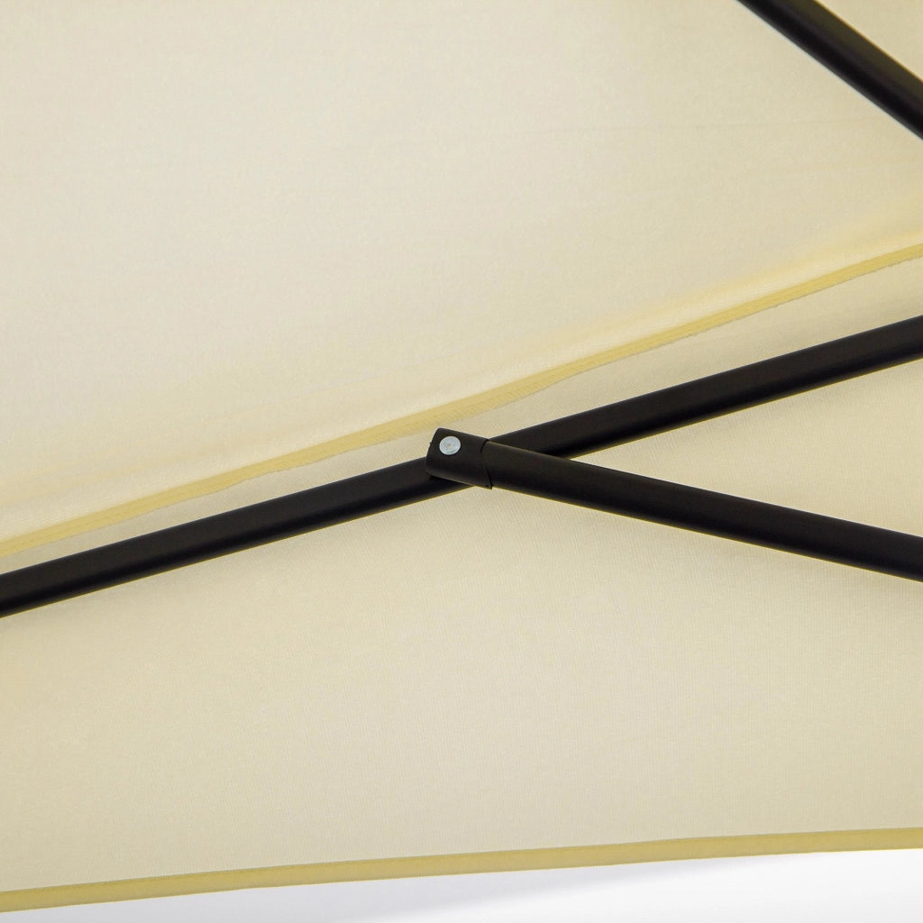 Ombrellone da Terrazza 260x135 cm a Mezzaluna con Apertura a Manovella Beige