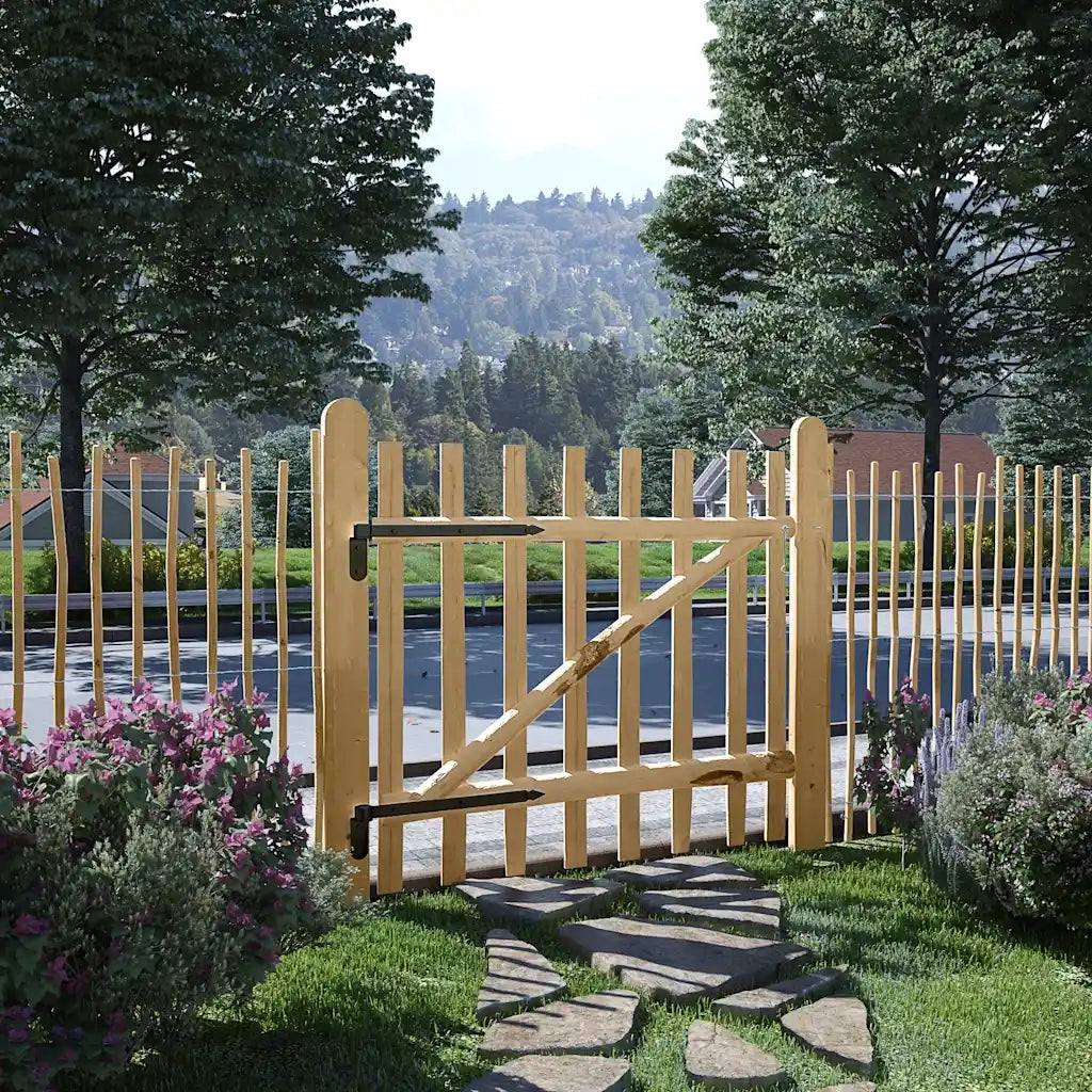 Cancello Singolo per Recinzione in Legno di Nocciolo 100x90 cm 142590