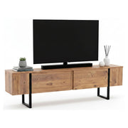 Mobile porta TV Lilith, Credenza da soggiorno, Armadio basso per TV, Base parete attrezzata, 180x30 h50 cm, Pino e Nero