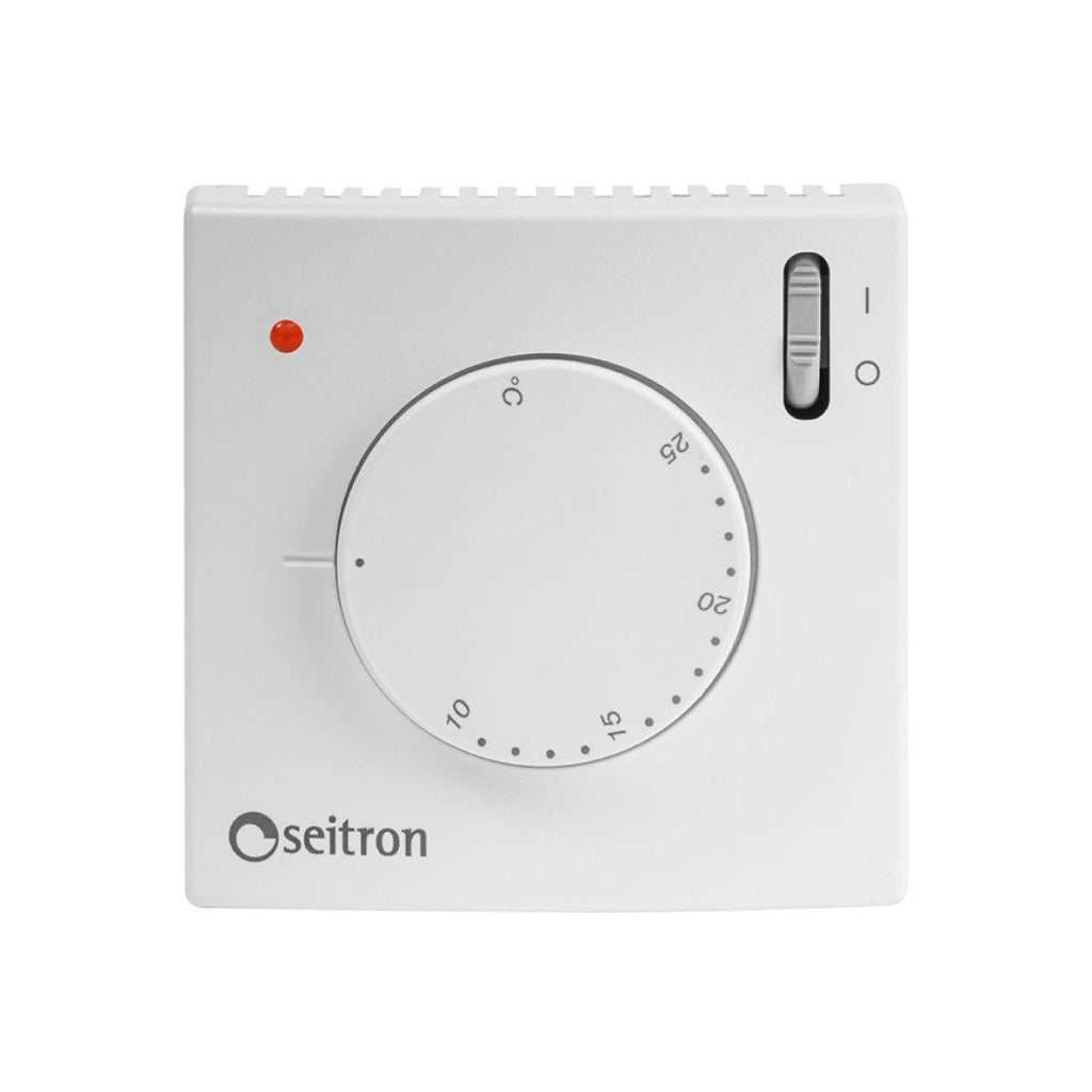 TERMOSTATO AMBIENTE ELETTROMECCANICO ON/OFF MODELLO TM003M - DIMENSIONI:H=85 L=85 P=31 MM - GRADO DI PROTEZIONE IP30  - SEI