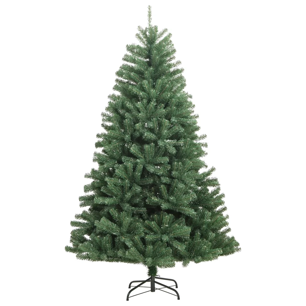Albero di Natale Artificiale Incernierato-Albero Natalizio con Base Verde 150 cm 990657